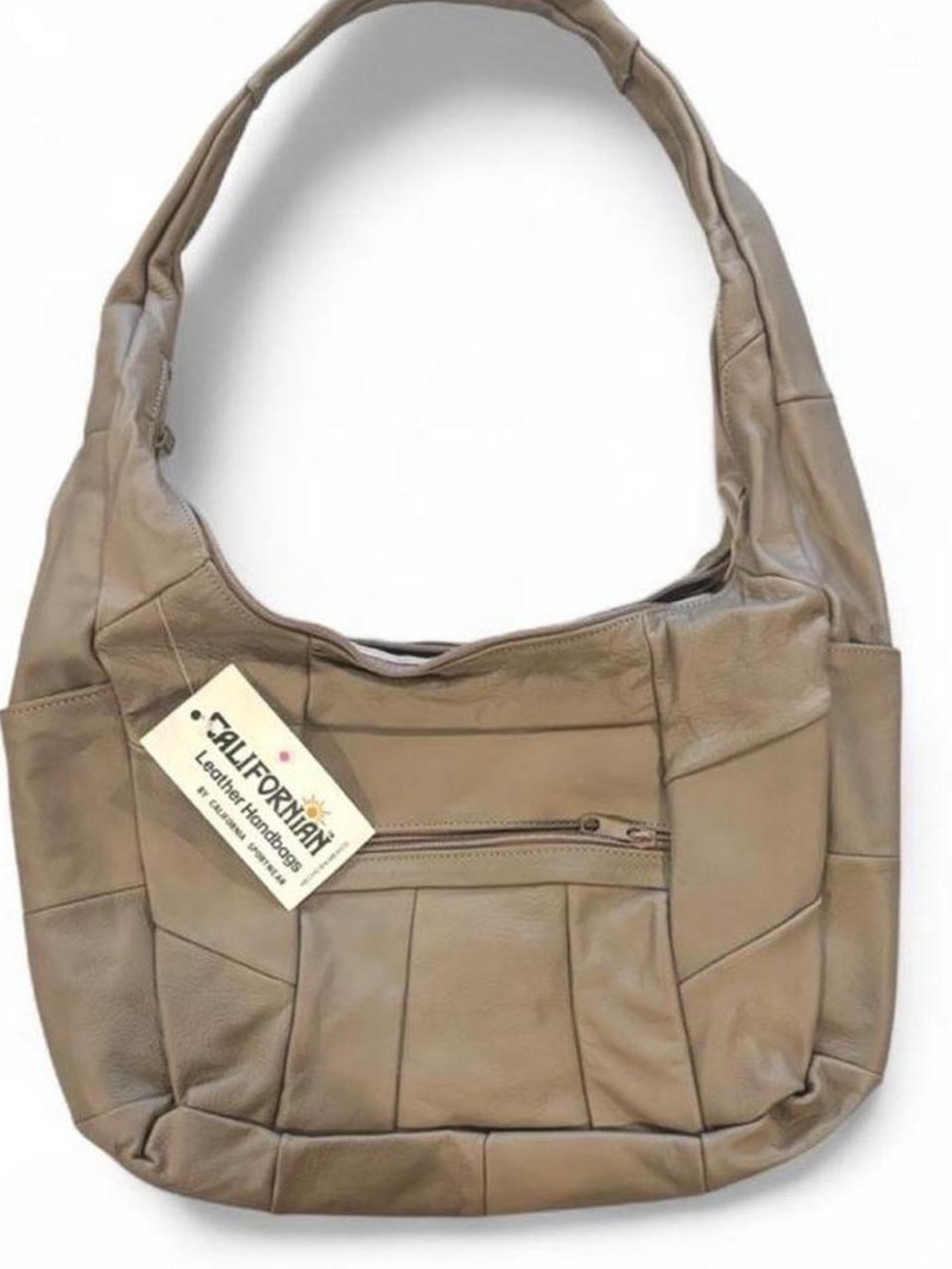 Californian Leather Hobo Bag in Taupe